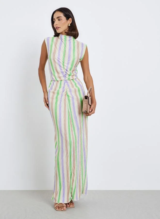 Styli Women Sleeveless Striped Maxi Dress